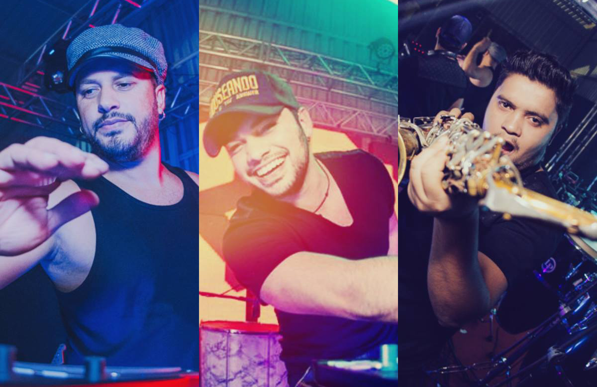 E-music, sax e percussão juntos em sua festa
